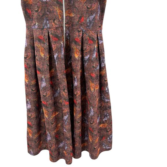 LuLaRoe Amelia Dress Large Bird Print Stretch Fit & Flare w/ Pockets Modest - Picture 4 of 7